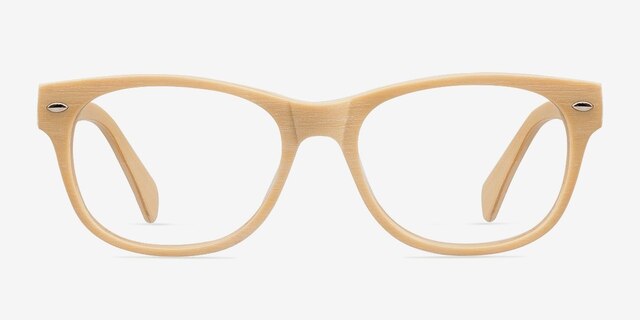 Amber Yellow Wood-textureEyeglass Frames from EyeBuyDirect, Front View