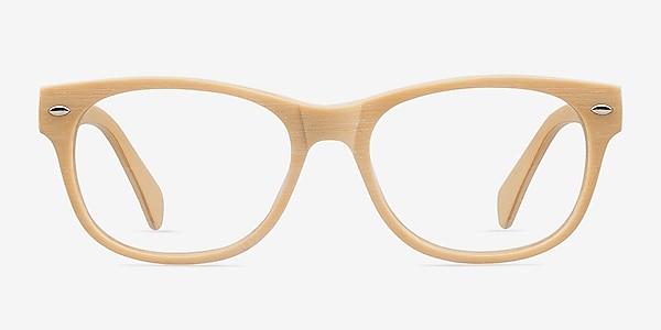 Amber Yellow Wood-texture Eyeglass Frames