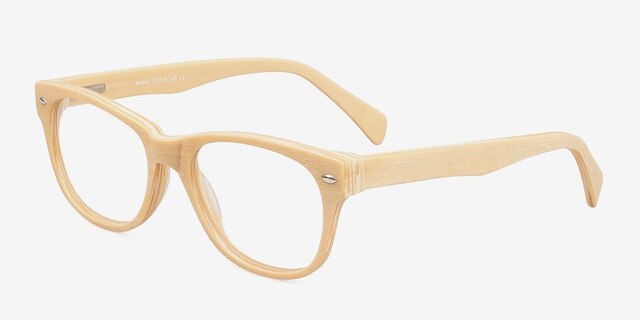 Amber Yellow Wood-textureEyeglass Frames from EyeBuyDirect, Angle View