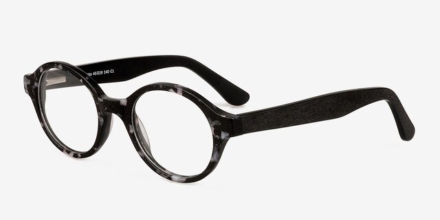 Plato Gray & Black Wood-textureEyeglass Frames from EyeBuyDirect, Angle View