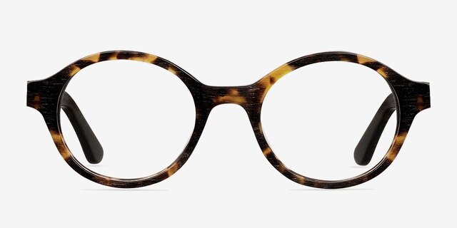 Plato Black & Tortoise Wood-textureEyeglass Frames from EyeBuyDirect, Front View