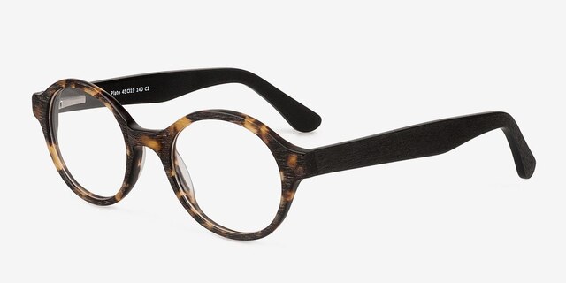 Plato Black & Tortoise Wood-textureEyeglass Frames from EyeBuyDirect, Angle View