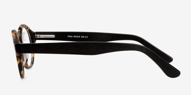 Plato Black & Tortoise Wood-textureEyeglass Frames from EyeBuyDirect, Side View