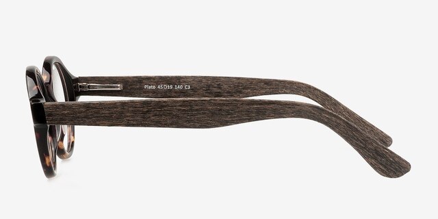 Plato Coffee & Tortoise Wood-textureMontures de lunettes de vue d'EyeBuyDirect, Vue de Côté