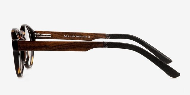 Saint Louis Brown & Tortoise Wood-textureEyeglass Frames from EyeBuyDirect, Side View