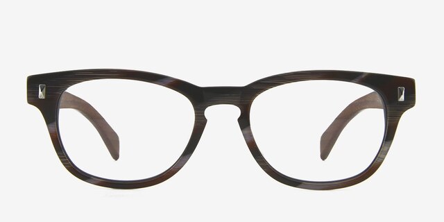 Sahara Myrtle Brown & Strip Wood-textureEyeglass Frames from EyeBuyDirect, Front View