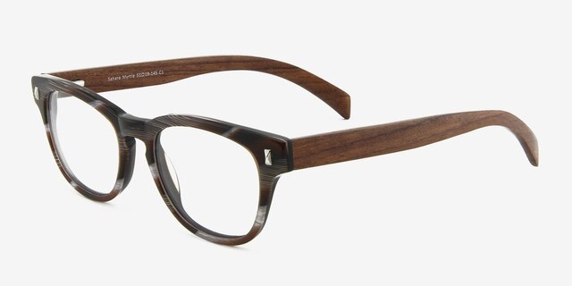 Sahara Myrtle Brown & Strip Wood-textureEyeglass Frames from EyeBuyDirect, Angle View