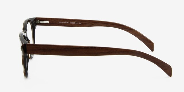 Sahara Myrtle Brown & Strip Wood-textureEyeglass Frames from EyeBuyDirect, Side View