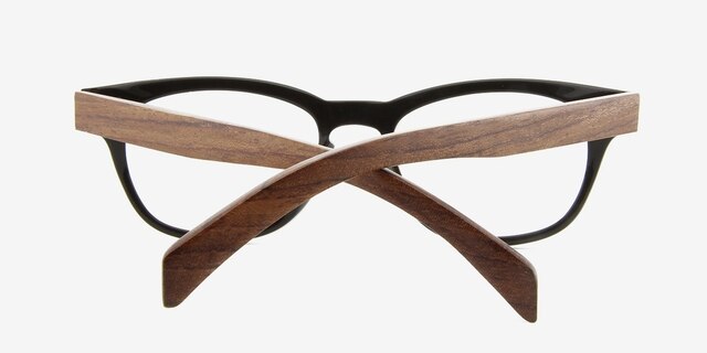 Sahara Myrtle Brown & Strip Wood-textureEyeglass Frames from EyeBuyDirect, Closed View
