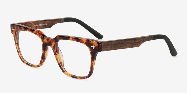 Oxford Coffee & Tortoise Wood-textureEyeglass Frames from EyeBuyDirect, Angle View