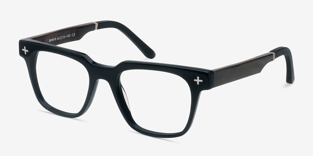 Oxford Black Wood-textureEyeglass Frames from EyeBuyDirect, Angle View