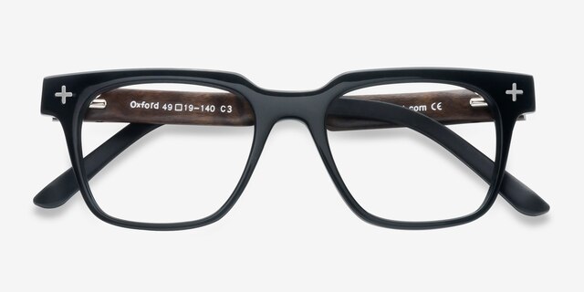Oxford Black Wood-textureEyeglass Frames from EyeBuyDirect, Closed View