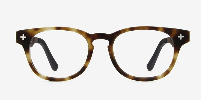 Hopper Brown & Tortoise Wood-textureMontures de lunettes de vue d'EyeBuyDirect, Vue de Face