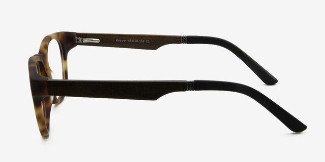 Hopper Brown & Tortoise Wood-textureMontures de lunettes de vue d'EyeBuyDirect, Vue de Côté