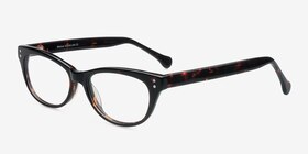 Monica Brown/Tortoise Acétate Montures de lunettes de vue d'EyeBuyDirect, Vue d'Angle
