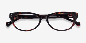 Monica Brown/Tortoise Acétate Montures de lunettes de vue d'EyeBuyDirect, Vue Rapprochée