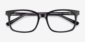 Claudia Noir Acétate Montures de lunettes de vue d'EyeBuyDirect, Vue Rapprochée