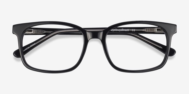 Claudia Noir AcétateMontures de lunettes de vue d'EyeBuyDirect, Vue Rapprochée