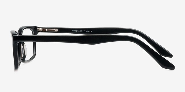 Mandi Noir AcétateMontures de lunettes de vue d'EyeBuyDirect, Vue de Côté