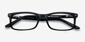 Mandi Noir Acétate Montures de lunettes de vue d'EyeBuyDirect, Vue Rapprochée