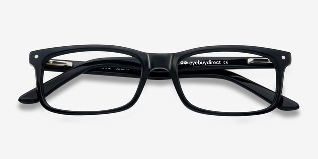 Mandi Noir AcétateMontures de lunettes de vue d'EyeBuyDirect, Vue Rapprochée
