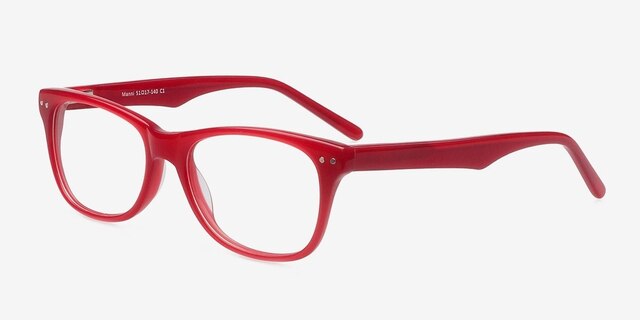 Manni Rouge AcétateMontures de lunettes de vue d'EyeBuyDirect, Vue d'Angle