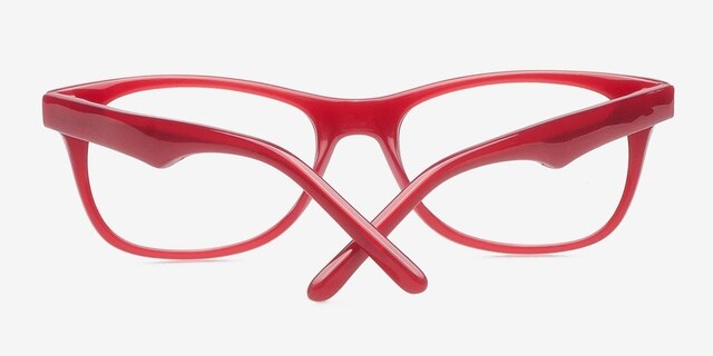 Manni Rouge AcétateMontures de lunettes de vue d'EyeBuyDirect, Vue Rapprochée