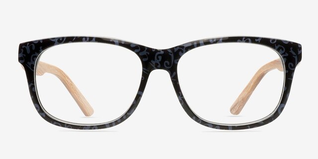 White Pine Black & Gray AcetateEyeglass Frames from EyeBuyDirect, Front View