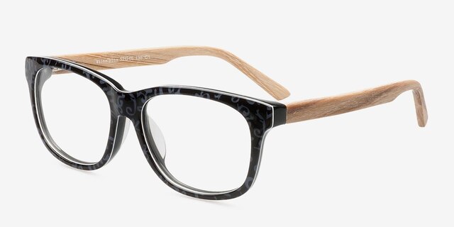 White Pine Black & Gray AcetateEyeglass Frames from EyeBuyDirect, Angle View