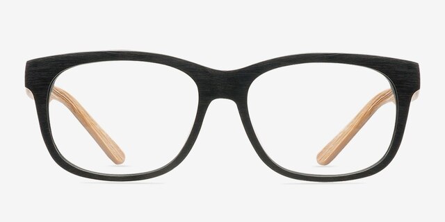 White Pine Black AcetateEyeglass Frames from EyeBuyDirect, Front View
