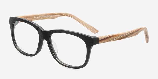 White Pine Black AcetateEyeglass Frames from EyeBuyDirect, Angle View