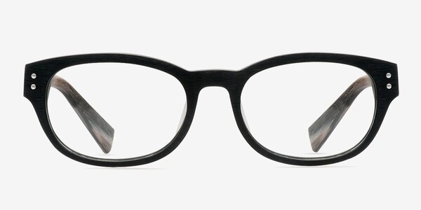 Mulberry Noir Wood-texture Montures de lunettes de vue