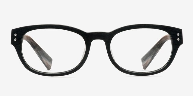 Mulberry Black Wood-textureEyeglass Frames from EyeBuyDirect, Front View