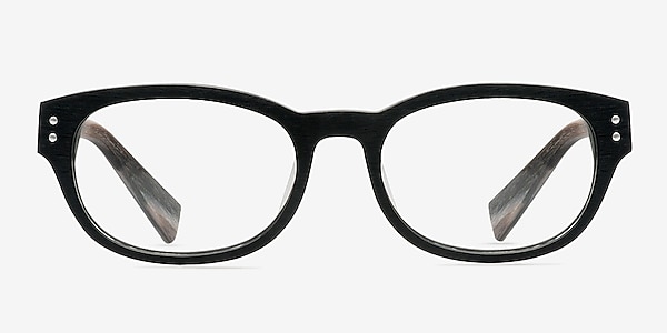 Mulberry Black Wood-texture Eyeglass Frames