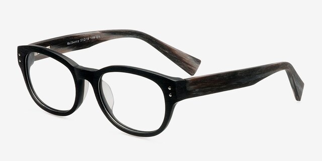 Mulberry Black Wood-textureEyeglass Frames from EyeBuyDirect, Angle View