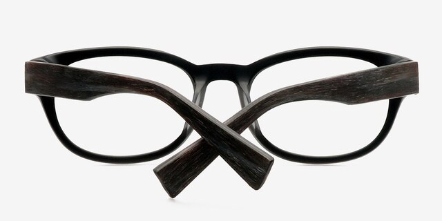 Mulberry Black Wood-textureEyeglass Frames from EyeBuyDirect, Closed View