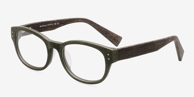 Mulberry Olive Wood-textureEyeglass Frames from EyeBuyDirect, Angle View