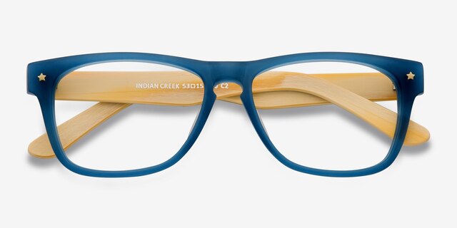 Indian Creek Blue AcetateEyeglass Frames from EyeBuyDirect, Closed View