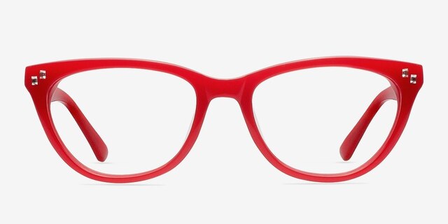 Anaya Red AcetateEyeglass Frames from EyeBuyDirect, Front View