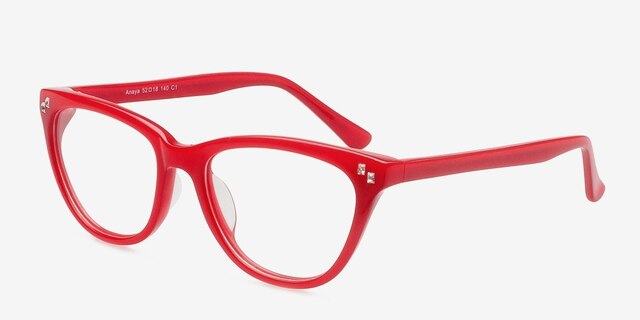 Anaya Red AcetateEyeglass Frames from EyeBuyDirect, Angle View