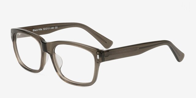 Black Hills Gray AcetateEyeglass Frames from EyeBuyDirect, Angle View