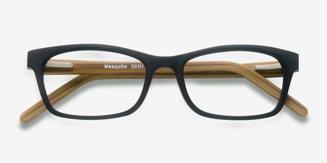 Mesquite Black & Yellow AcétateMontures de lunettes de vue d'EyeBuyDirect, Vue Rapprochée