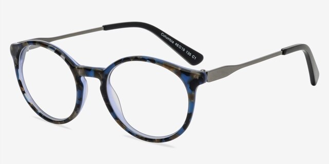 Columbia Matte Blue & Camouflage AcetateEyeglass Frames from EyeBuyDirect, Angle View