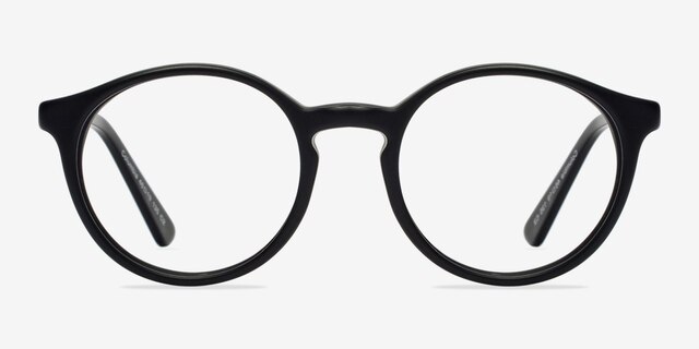 Columbia Matte Black AcétateMontures de lunettes de vue d'EyeBuyDirect, Vue de Face