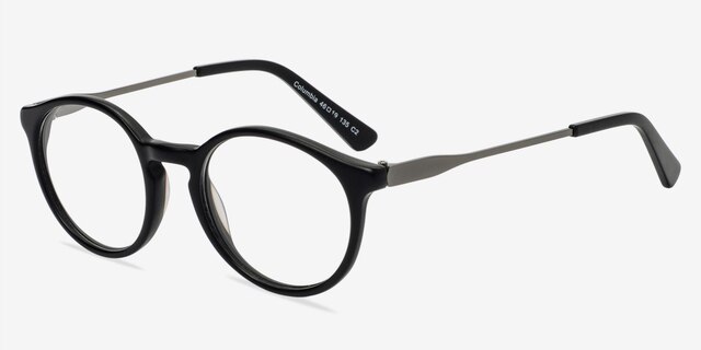 Columbia Matte Black AcétateMontures de lunettes de vue d'EyeBuyDirect, Vue d'Angle