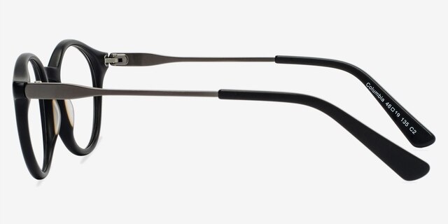 Columbia Matte Black AcétateMontures de lunettes de vue d'EyeBuyDirect, Vue de Côté