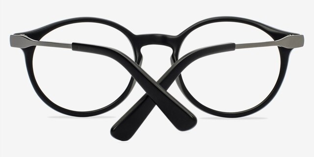 Columbia Matte Black AcétateMontures de lunettes de vue d'EyeBuyDirect, Vue Rapprochée