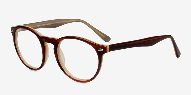 Yale Brown AcetateEyeglass Frames from EyeBuyDirect, Angle View