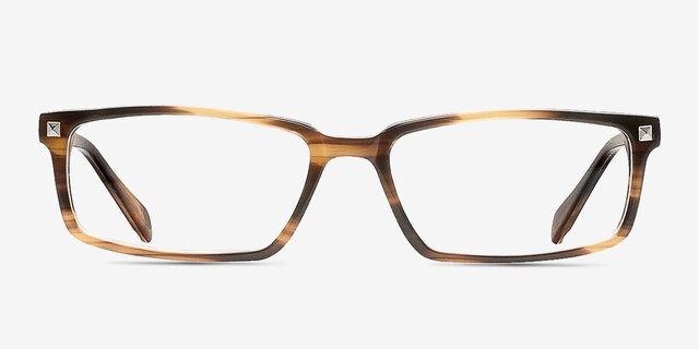 Hugo Brown AcetateEyeglass Frames from EyeBuyDirect, Front View