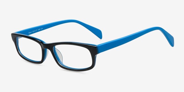 Starr Black & Blue AcétateMontures de lunettes de vue d'EyeBuyDirect, Vue d'Angle